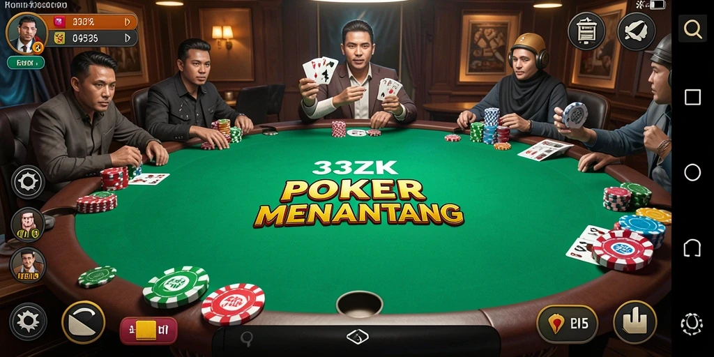 Gambaran gameplay poker yang mendebarkan di 33ZK.