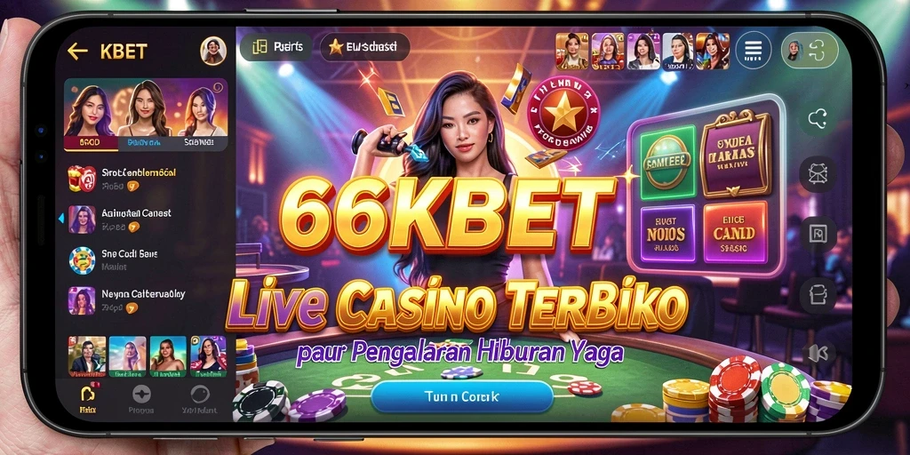 Screenshot 66KBET menunjukkan dealer profesional dan gameplay Live Casino yang mendebarkan.
