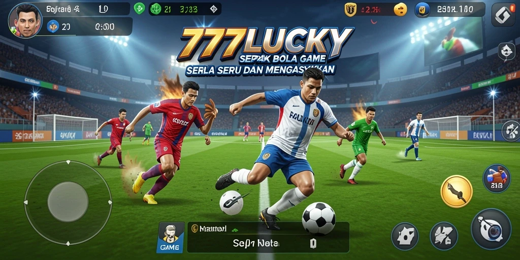 Gameplay 777LUCKY yang menampilkan pertandingan sepak bola seru dan interaktif.