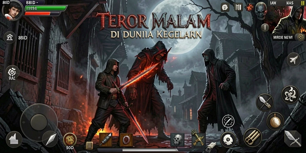 Screenshot menampilkan momen mencekam dalam permainan horror.