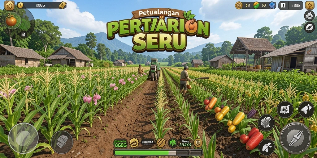 Tampilan gameplay seru dalam game pertanian 8G8G.