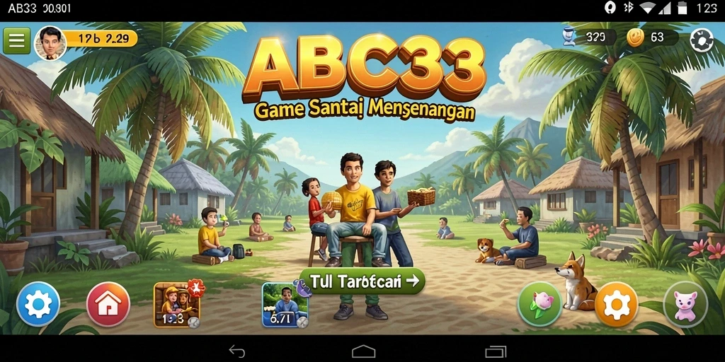 Tangkapan layar utama ABC33 menampilkan gameplay yang ceria dan menarik.