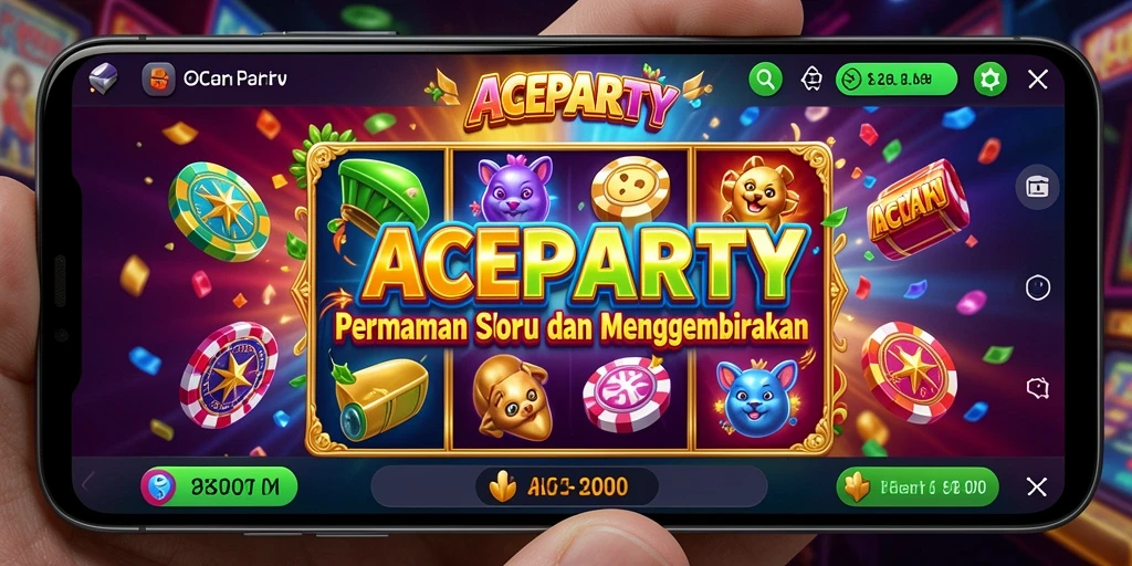 Screenshot gameplay ACEPARTY menunjukkan keseruan dan fitur menarik dalam permainan slot.