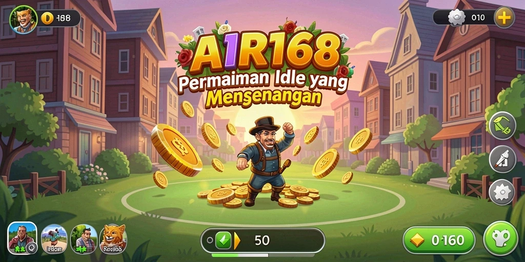 Screenshot utama AIR168 menunjukkan karakter beraksi dalam gameplay Idle yang dinamis.