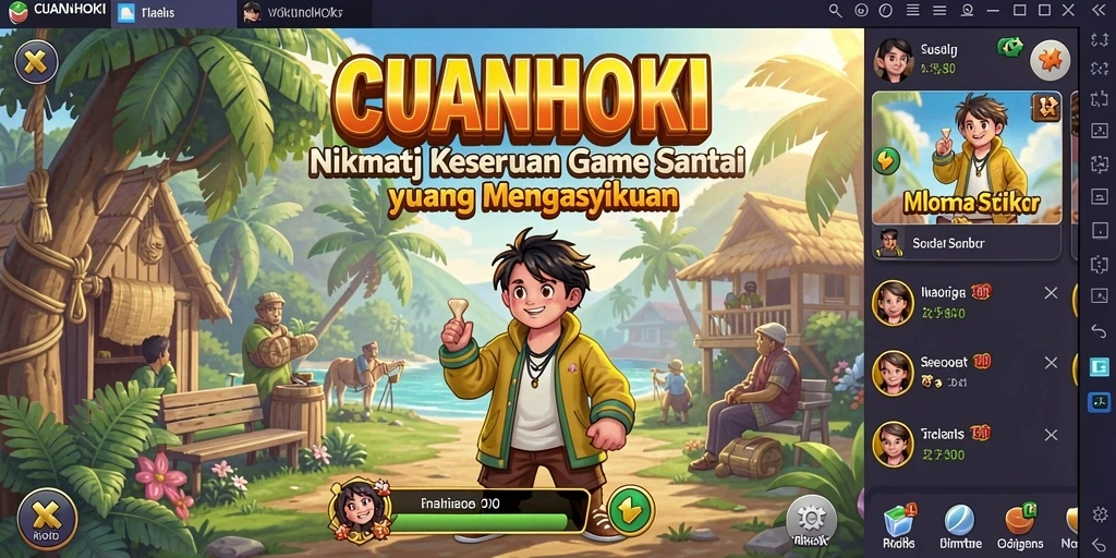 Tangkapan layar gameplay CUANHOKI dengan grafis cerah dan menarik.