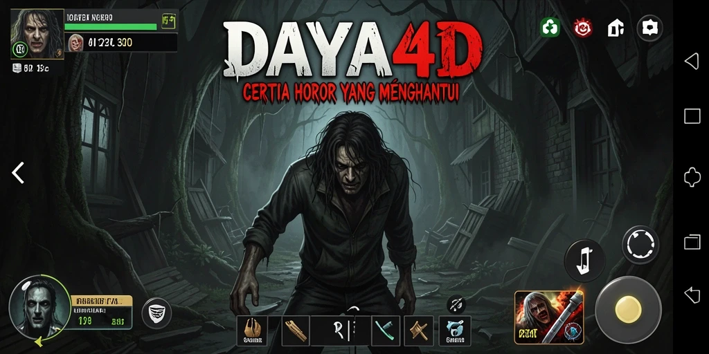 Tampilan gameplay DAYA4D dengan momen-momen menakutkan yang menegangkan.