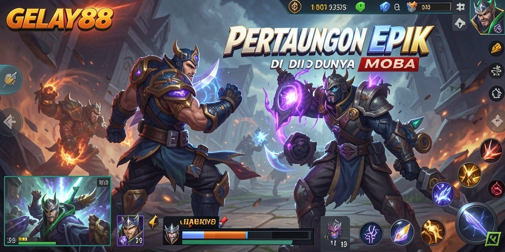 Tangkapan layar dari pertempuran seru dalam GELAY88 MOBA.