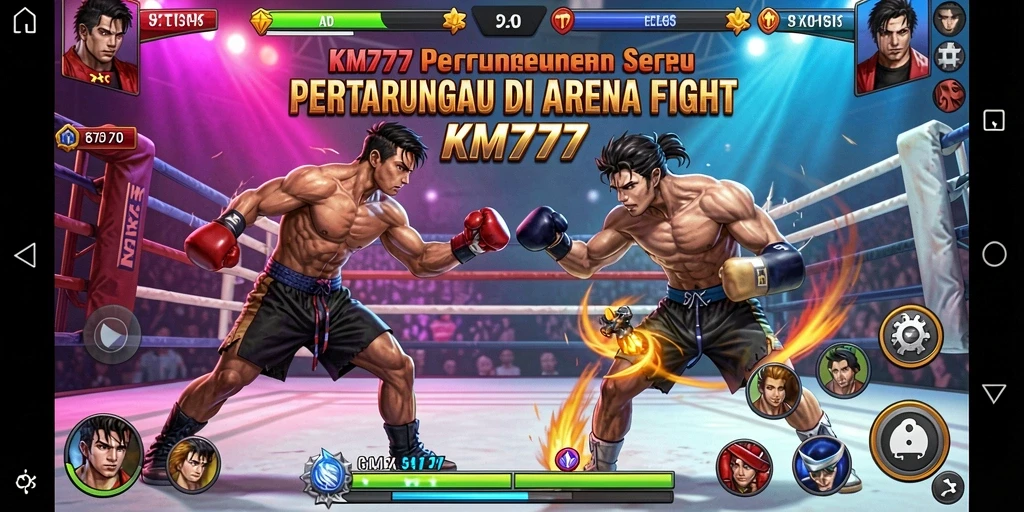 Tangkapan layar KM777 menampilkan aksi pertarungan menegangkan di arena.