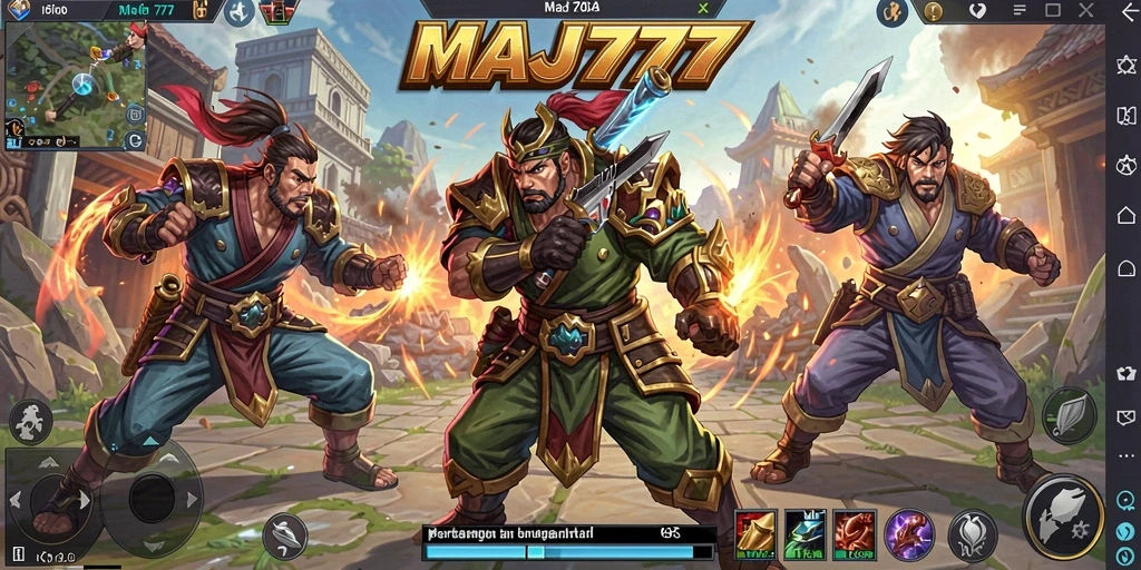 Screenshot gameplay MAJ777 menampilkan aksi pertempuran yang intens dan strategis.
