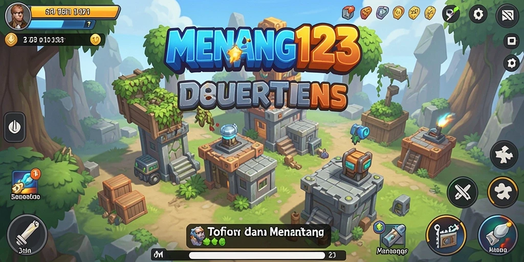 Tangkapan layar MENANG123 menampilkan aksi menantang dalam genre Tower Defense.
