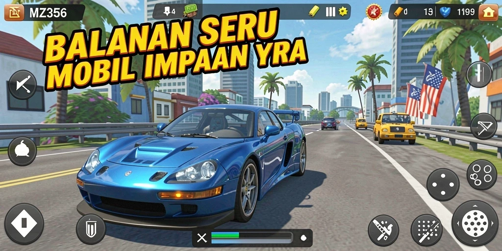 Gameplay MZ356 dengan aksi balapan yang menegangkan.