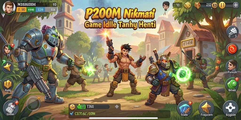Screenshot P200M dengan tampilan gameplay Idle yang mengasyikkan.