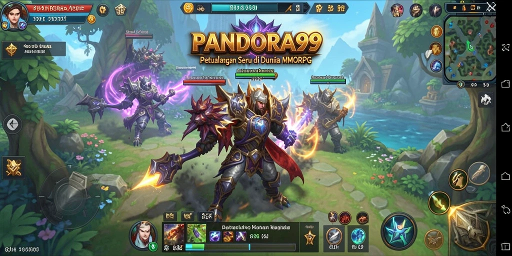 Tangkapan layar utama PANDORA99 menampilkan aksi seru dalam game MMORPG.