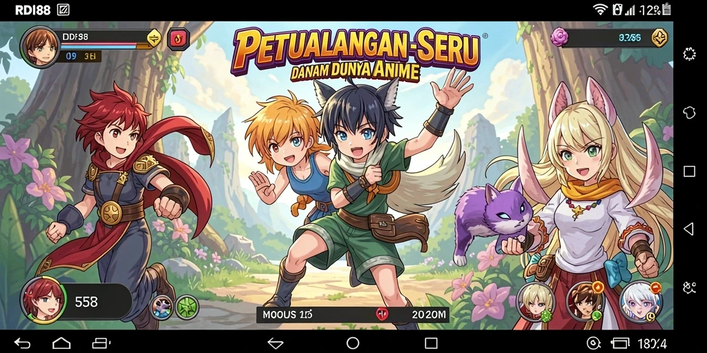 Screenshot gameplay RDI88 menampilkan karakter anime dalam aksi yang dinamis.