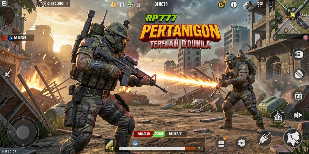 Screenshot gameplay RP777 menampilkan aksi Battle Royale yang seru.