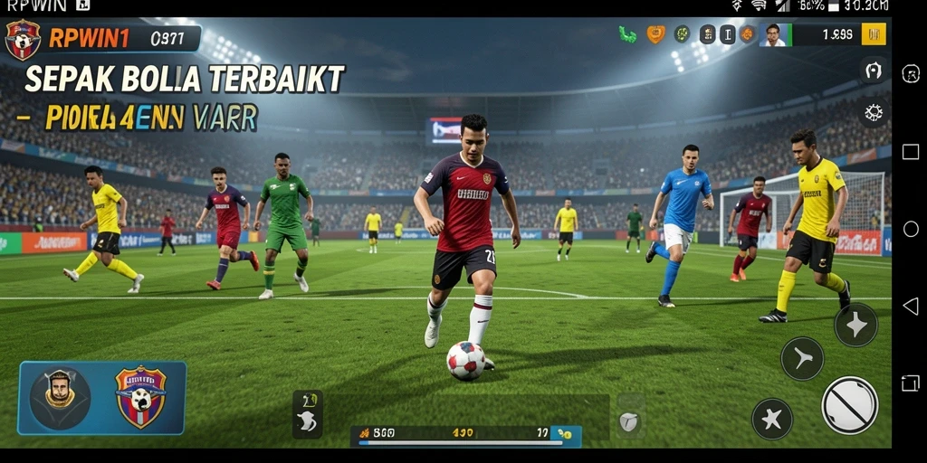 Tampilan gameplay sepak bola yang mendebarkan dan realistis.