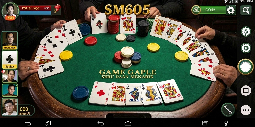 Screenshot gameplay SM605 yang menampilkan momen seru permainan Gaple.