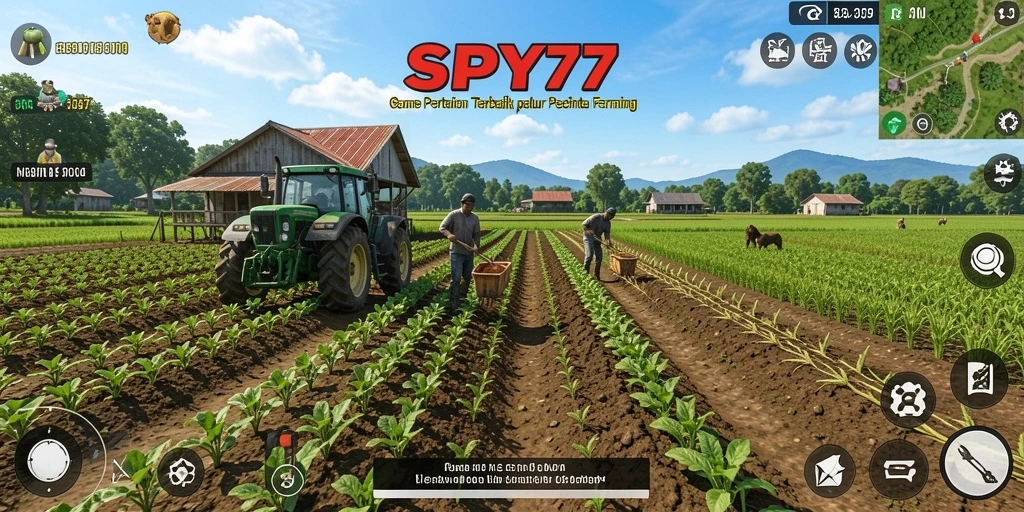 Tampilan gameplay <strong>SPY77</strong> dengan aktivitas bertani yang seru.
