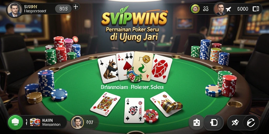 Screenshot utama SVIPWINS menampilkan aksi seru di meja Poker.