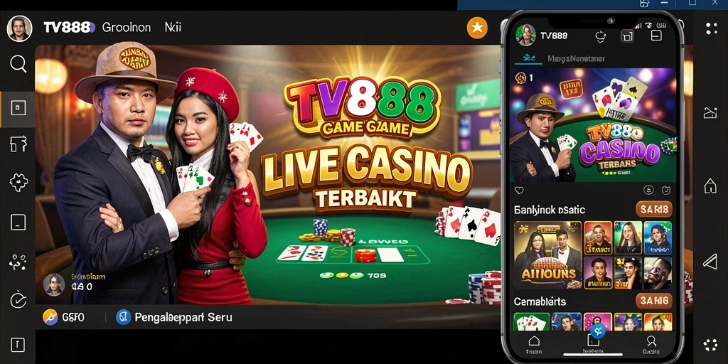 Screenshot gameplay TV888 menampilkan dealer langsung yang menghibur dan permainan yang menarik.