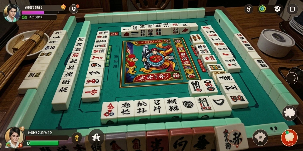 Tangkapan layar UH77 menampilkan gameplay Mahjong yang menarik.