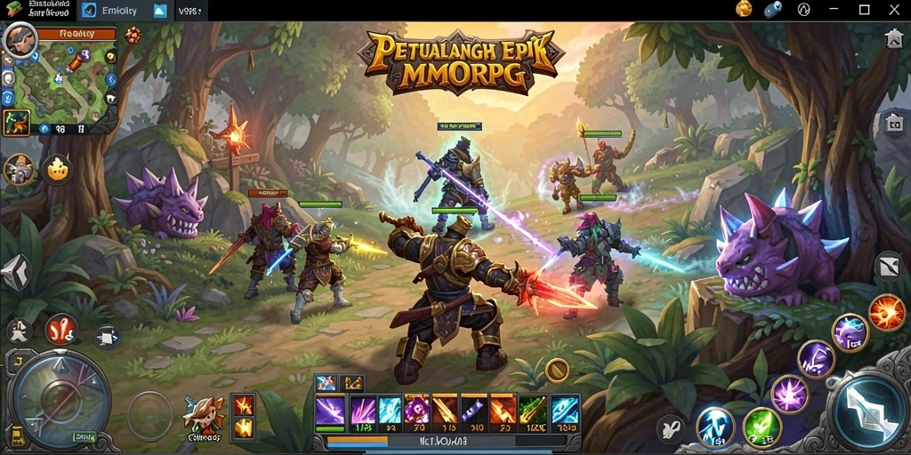Screenshot menunjukkan gameplay aksi seru dalam V98 yang mengesankan.