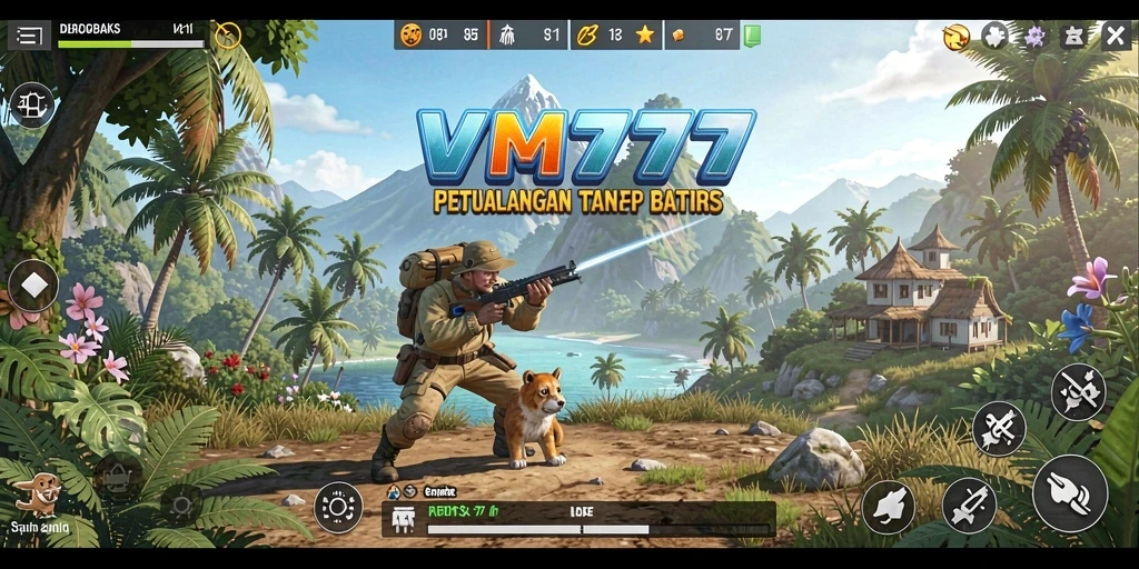 Screenshot gameplay VM777 menampilkan keindahan dunia terbuka yang luas.
