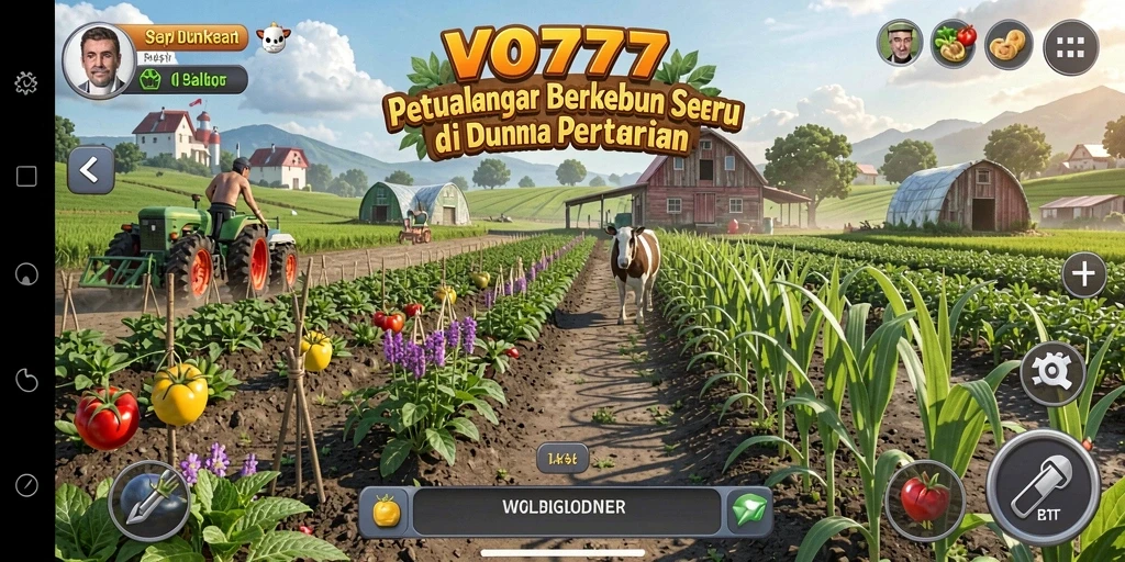 Screenshot gameplay VO777 menampilkan kebun yang indah dan interaksi seru.
